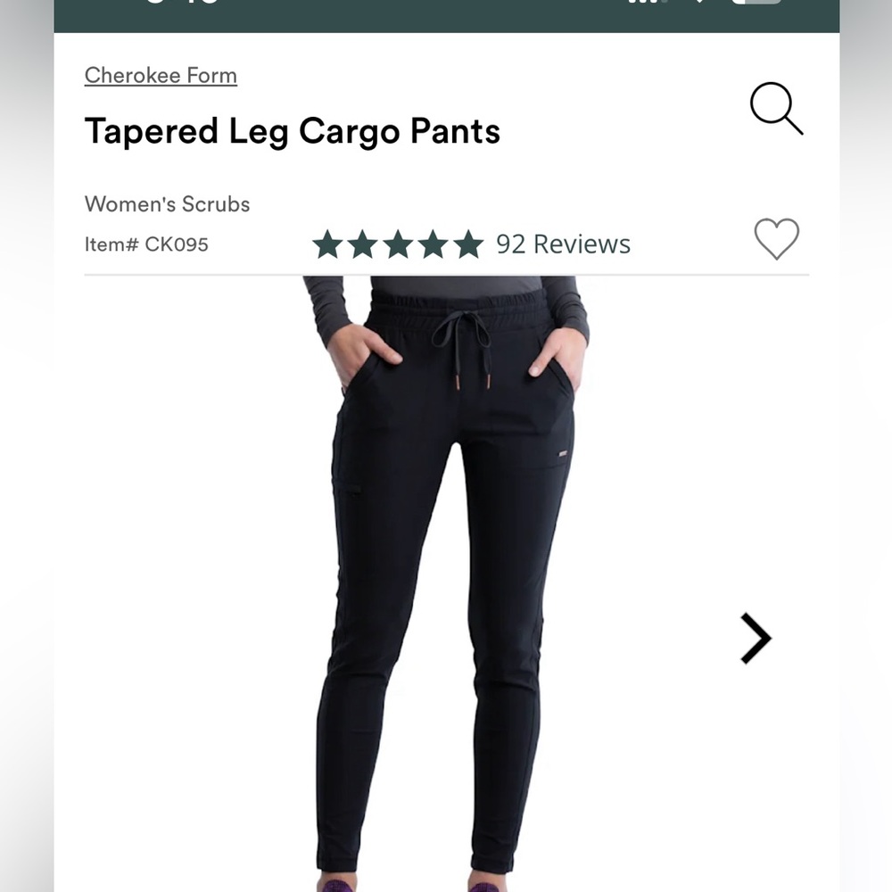 Cherokee form tapered leg cargo scrub pants